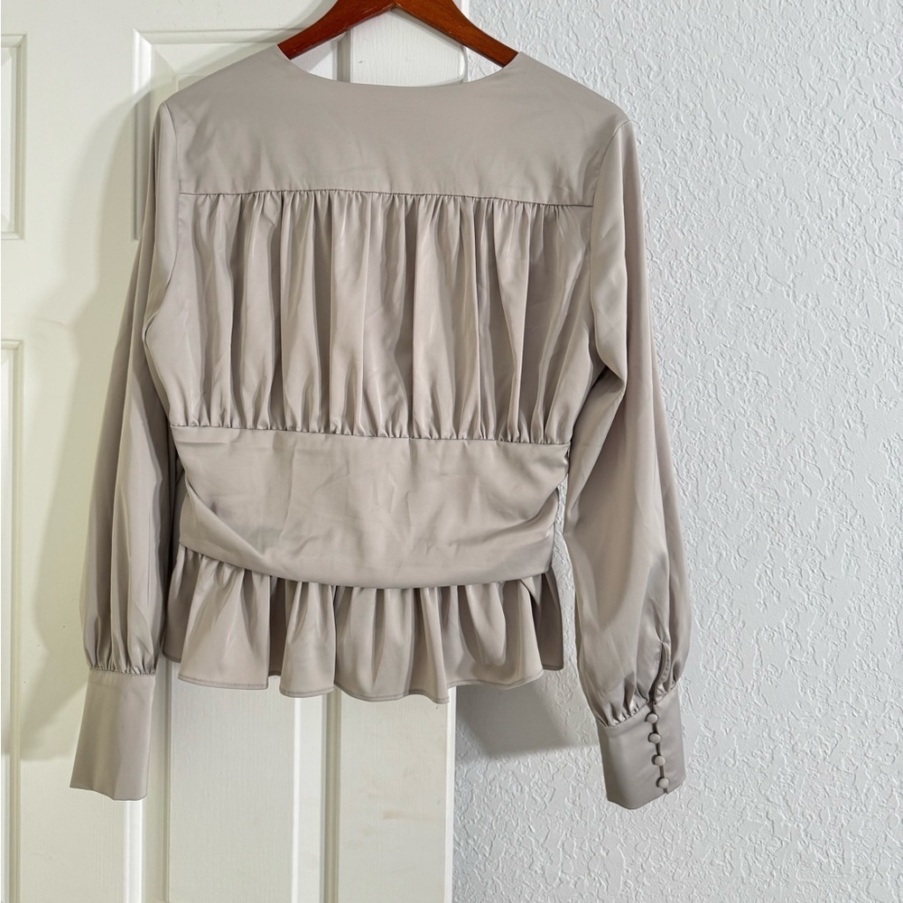 Jason Wu peplum long sleeve V neck blouse - Picture 3 of 6